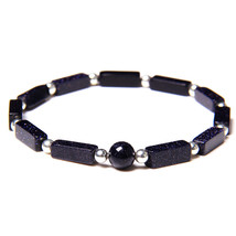 Silver Color Beads Charm Bracelets Natural Amethysts Rectangle Stone Bracelet Wo - £10.35 GBP