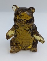 Vintage Mosser Glass Bear Paperweight Figurine Signed Honey Color - £27.23 GBP