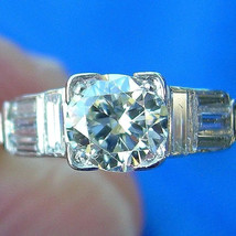 Earth mined Diamond European Engagement Ring Antique Art Deco Platinum Solitaire - $6,626.25
