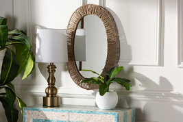 Katherine Metal and Natural Brown Seagrass Accent Wall Mirror - $829.08 MXN