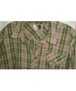 Mens Mossy Oak Green Yellow Plaid Short Sleeve Button Front Shirt Sz XXL... - $19.79