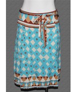 DIANE von FURSTENBERG Diamond Pattern Stretch Silk Pleated Wrap Skirt Wm... - $67.00 CAD
