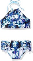 Kanu Surf Girls Mahina UPF 50+ Beach Sport Halter Bikini 2-PC Swimsuit Blue Sz 7 - £10.16 GBP