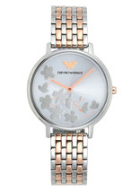 NWT Emporio Armani AR11113 Silver and Rose Gold Tone Sunray 31mm Dial Watch - £107.39 GBP