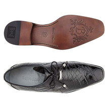 Belvedere Men's Shoes Lago Genuine Alligator Plain Toe Tassel Black 14010 image 3