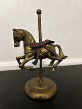 Vintage Solid Brass Carousel Horse Sculpture Collectible Decor 8”H - £21.57 GBP