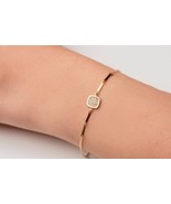 Square Charm Bracelet-CZ Gold Bracelet-14K Gold Charm Bracelets-Birthday... - €324,35 EUR