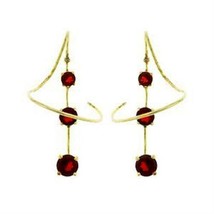 Gold Plated .925 Sterling Silver Spiral Hook AAA Grade Red CZ Earrings - £9.16 GBP