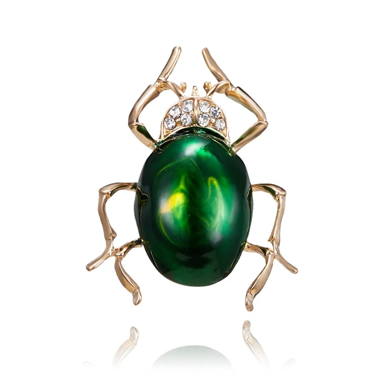 Green Beetle Crystal Brooch / Pin / Vintage Style - $16.45 CAD
