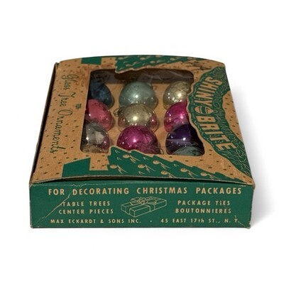 12 Shiny Brite Box Vintage Christmas Ornaments Small Solid Assorted Colors Item image 10