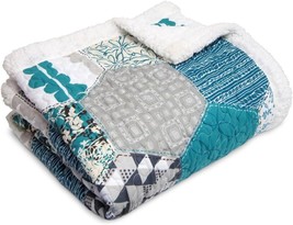 Lush Decor, Turquoise Briley Reversible Throw, 60&quot; X 50&quot;, 60&quot; X 50. - $606.52 MXN