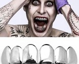 18K White Gold Suicide Squad Joker Halloween Costume Silver Teeth Grillz... - $10.88