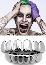 18K White Gold Suicide Squad Joker Halloween Costume Silver Teeth Grillz Set - £8.69 GBP