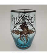 Very Old Light Blue Art Glass Cup With Silver Overlay and Griffin Design - $282.54 MXN