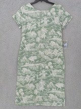 Hawaiian Moon Womens Midi Sheath Dress Sz L Herringbone Seafoam Green Watr Stain - £7.85 GBP
