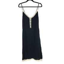 Zara Midi Camisole Slip Dress Lace Trim Black Ivory S - £22.63 GBP