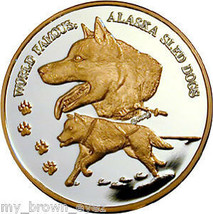 Alaska Mint Husky Dog Sled Gold Silver Medallion Proof - $118.88