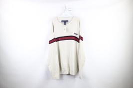 NOS Vtg Phat Farm Mens 2XL Striped Spell Out Script Marled Knit Sweater Cream - £93.91 GBP