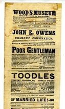 Wood's Museum Program Flyer 1868 Broadway &amp; 30th St New York City John E... - $124.07