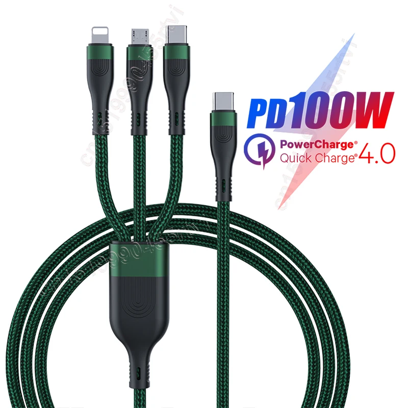 House Home 3 in 1 PD USB C Cable for A 14 13 12 3in1 100W QC4.0 3.0 Fast Chargin - £28.77 GBP
