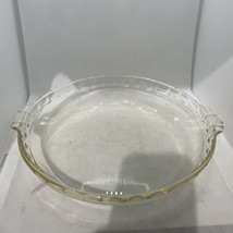 PYREX #229 Fluted Edge Clear Glass Deep Dish Pie Plate w/Handles ~ 9.5&quot;W 2&quot; D - £11.09 GBP