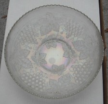 Grape + Cable 10.5&quot; Bowl--large base chip--de.....vintage white  carnival glass - £23.19 GBP
