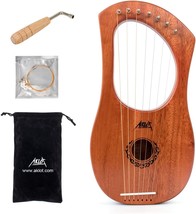 Lyre Harp, AKLOT 7 Metal Strings Lye Harp Bone Saddle Mahogany with Tuning - £51.88 GBP