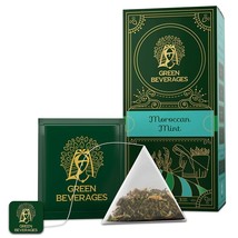 Green Beverages Moroccan Mint Green Tea - 27 Pyramid Tea Bags | Natural Fresh &amp; - £16.26 GBP
