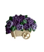 Vintage Hallmark HMK CDS Pansy Wheelbarrow Brooch Purple Floral Garden Pin - $14.40