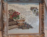 Completed Needlepoint White Kitten/Floral/Birdhouse/Prayer In A 15X15&quot; F... - £42.71 GBP