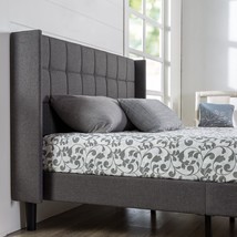 ZINUS Dori Upholstered Platform Bed Frame with Wingback Headboard / Mattress - £230.39 GBP