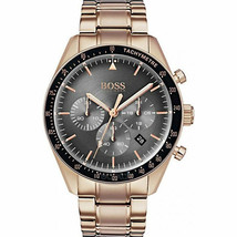 Hugo Boss HB1513632 Trophy Mens&#39; Rose Gold Stainless Chrono Steel Watch + Bag - £100.84 GBP