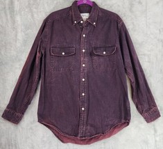 Wrangler Rugged Wear Shirt Mens Medium Purple Distress Worn Western Button Down - £34.25 GBP
