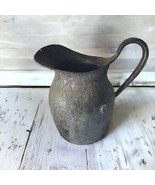 Metal Pitcher Spatoon Cuspidor Vintage Patina Rusty Aged Old - $26.77