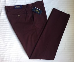 Polo RALPH LAUREN Stretch PANTS Size: 36 x 34 New SHIP FREE Maroon Slim Fit - $129.00