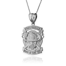 Sterling Silver Firefighter Fire Rescue Pendant Necklace - £23.44 GBP+