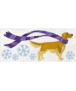 Wrapped up in winter Golden Retriever Embroidered Waffle Kitchen Towel  - $15.95