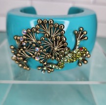 Vintage Chunky Iradesant Rhinestone Frog Reptile Cuff Bracelet - $64.35