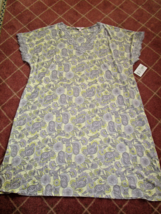 NWT Buttery Soft Short Sleeve Nightgown Women Large 12-14 Gray Yellow Fl... - £6.29 GBP