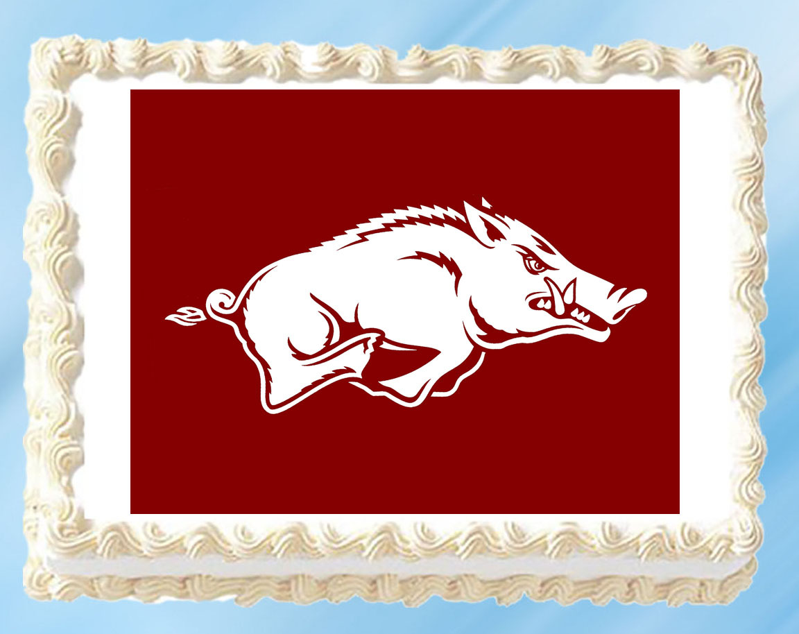 Arkansas Razorbacks 1/4 Sheet 8.5 x 11 Edible Image Topper Cupcake Cake ... - $11.75