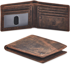 Real Leather Mens Bifold Wallet Blocking Slim Minimalist w/ ID Window  - $24.74