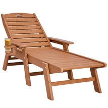 VEVOR Chaise Lounge Chair, 400 lbs, 6 Positions Patio Lounge Chair, HDPE... - $155.90