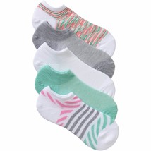 No Boundaries No Show Socks 5 Pair Women&#39;s Shoe Size 4-10 White Stripe  #30 - $9.74