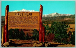 Pike&#39;s Peak Marker Sign Colorado Springs CO UNP Unused Chrome Postcard G3 - £2.37 GBP