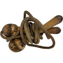 Vintage 1935 Jump Rope  Ball Bearings 88&quot; Long Wooden Handles 7&quot; Toy Equipment - £18.68 GBP