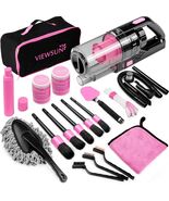17-Piece Pink Car Cleaning Kit with High-Power Vacuum - Perfect Gift for Women