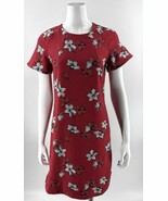 Banana Republic Womens Dress Red Navy Blue Floral Print Size 2 Flare Sleeve - $40.64 CAD