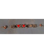 Card Suits Red &amp; Black Enamel Slide Bracelet Ace 21 Gambling Dice Silver... - $618.67 MXN