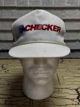 VTG Checker Star Logo White Hat Vintage Snap Back Cap Tournament Apparel... - $185.78 MXN