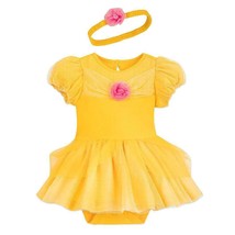 Disney Store Beauty and the Beast Belle Baby Bodysuit Costume Set Sz 12-18 Mos - £26.13 GBP